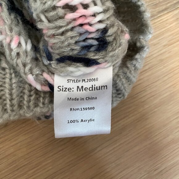 Pink Lily Gray Tweed Style  Sweater w Multicolor Detailing Size Medium - Picture 9 of 10